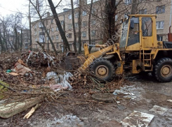 Во дворах Донецка коммунальщики продолжают уборку упавших веток и деревьев