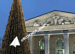 Специалисты из Санкт-Петербурга установили 14-метровую елку в Мариуполе