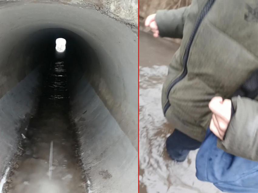 Дети поселка Колосниково в Макеевке ходят в школу по колено в ледяной воде под трассой 