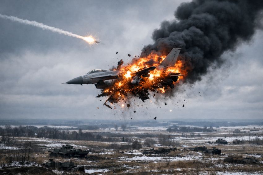 Американский истребитель F-16 Fighting Falcon сбили в небе над ДНР