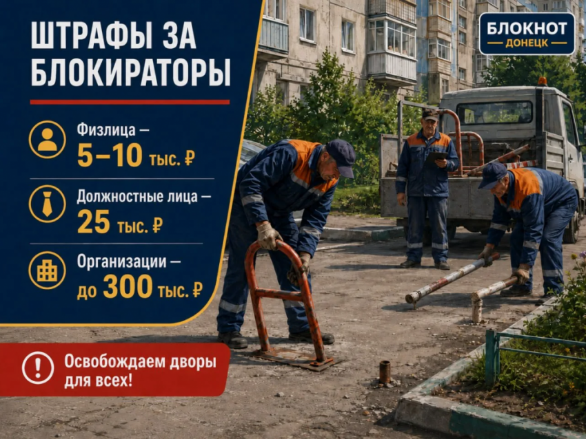 В Донецке взялись за самовольные парковочные блокираторы и шлагбаумы